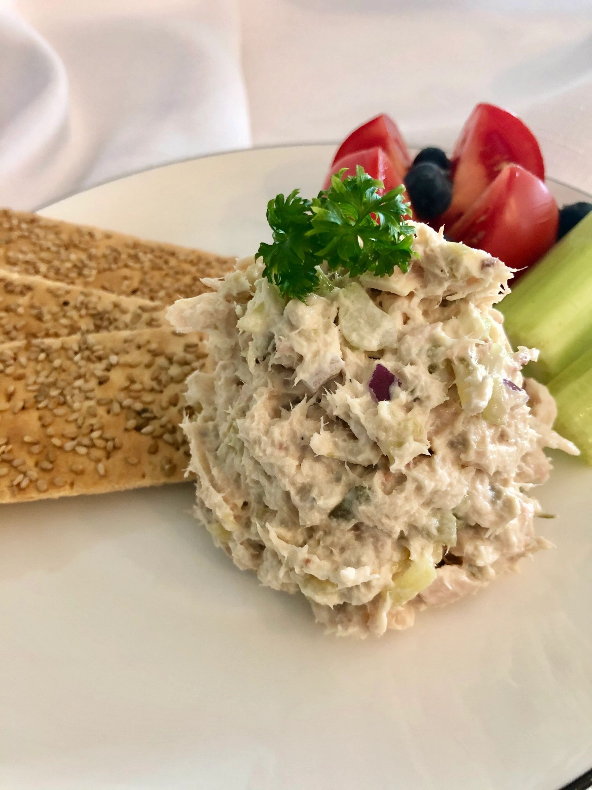 Crackers with chicken salad